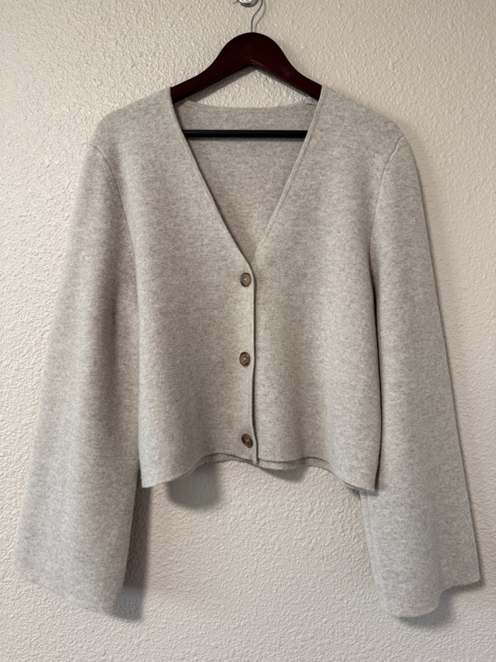 Jenni Kayne Chelsea Cardigan Wool Cashmere V Neck Oversized Neutral M Spring - Picture 4 of 8